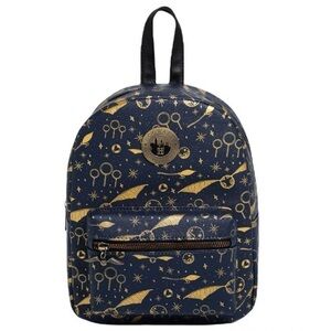 Harry Potter Quidditch Mini Backpack Navy Gold Hogwarts Crest Wizardry Bag